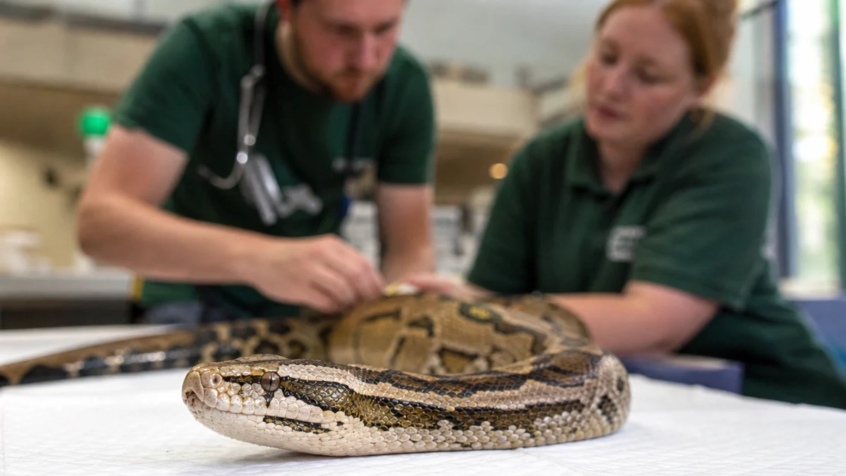Un python traité par électrochimothérapie dans un zoo britannique